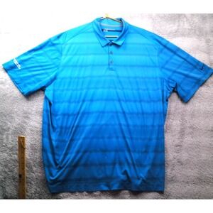 Nike Golf Shirt Mens 3XL Blue Stripe Fresenius Dri-Fit Polo Short Sleeve Top